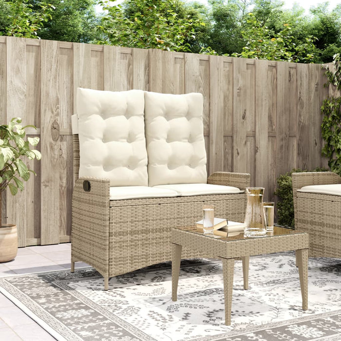 Panca Reclinabile da Giardino con Cuscini Beige in Polyrattancod mxl 111707