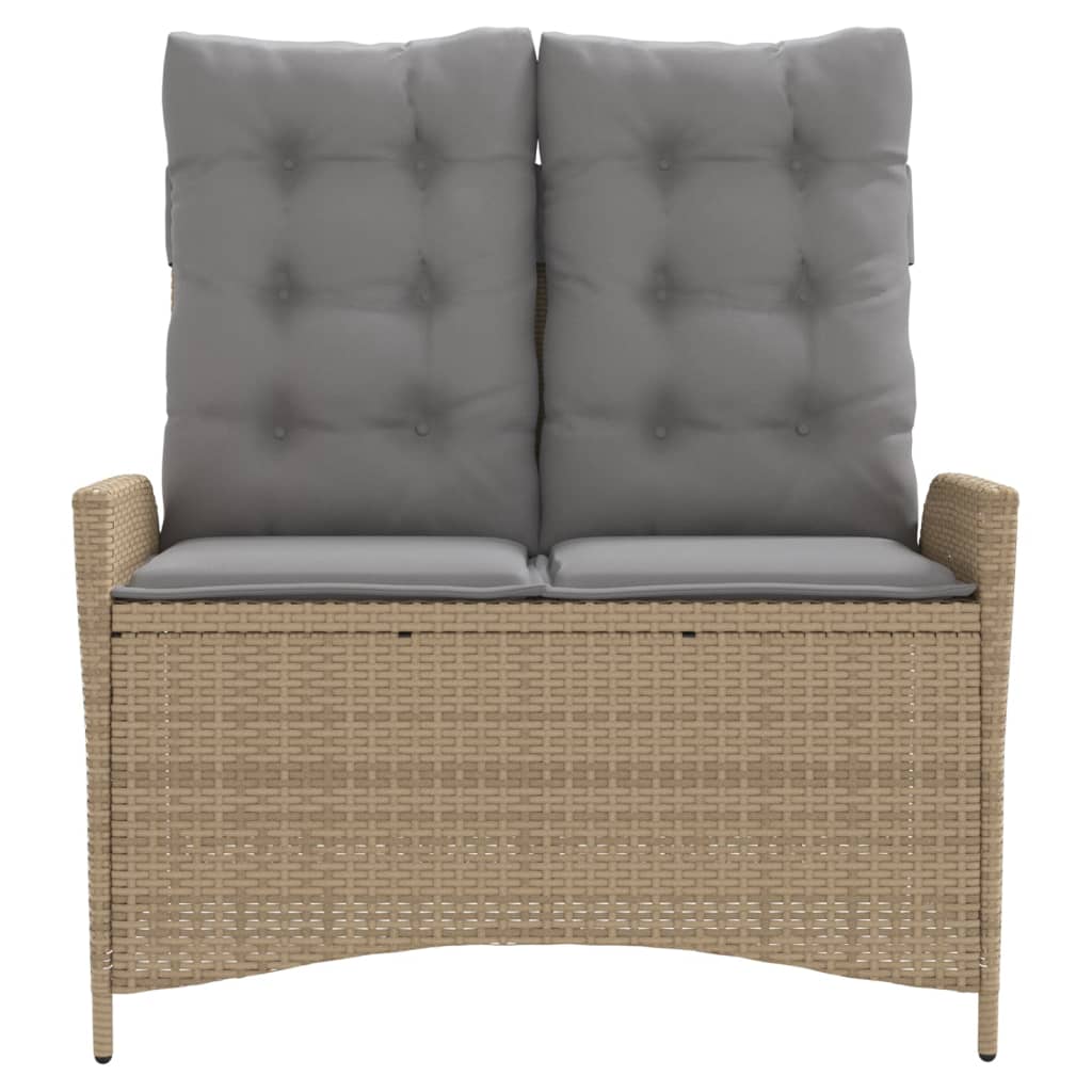 Panca Reclinabile da Giardino con Cuscini Beige in Polyrattan 368240