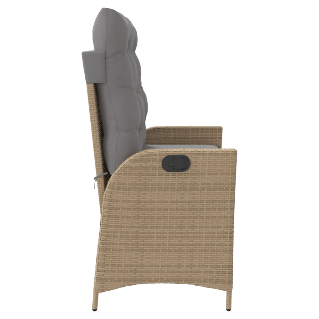 Panca Reclinabile da Giardino con Cuscini Beige in Polyrattan 368240