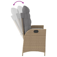 Panca Reclinabile da Giardino con Cuscini Beige in Polyrattan 368240