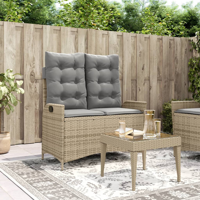 Panca Reclinabile da Giardino con Cuscini Beige in Polyrattan 368240