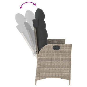 Panca Reclinabile Giardino con Cuscini Grigio Chiaro Polyrattan 368241