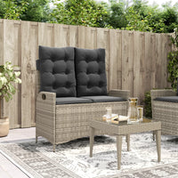 Panca Reclinabile Giardino con Cuscini Grigio Chiaro Polyrattan 368241