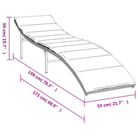 Lettino Prendisole con Cuscino Grigio 55x199x50cm in Polyrattan 368247