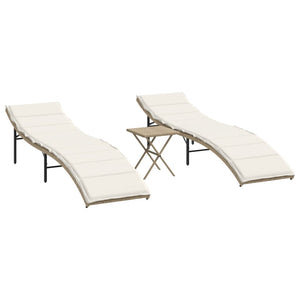 Lettini Prendisole 2 pz con Tavolino Beige in Polyrattan 368254