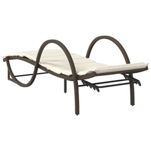 Lettino Prendisole con Cuscino Marrone 60x199x42 cm Polyrattan 368258