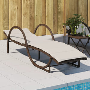 Lettino Prendisole con Cuscino Marrone 60x199x42 cm Polyrattan 368258