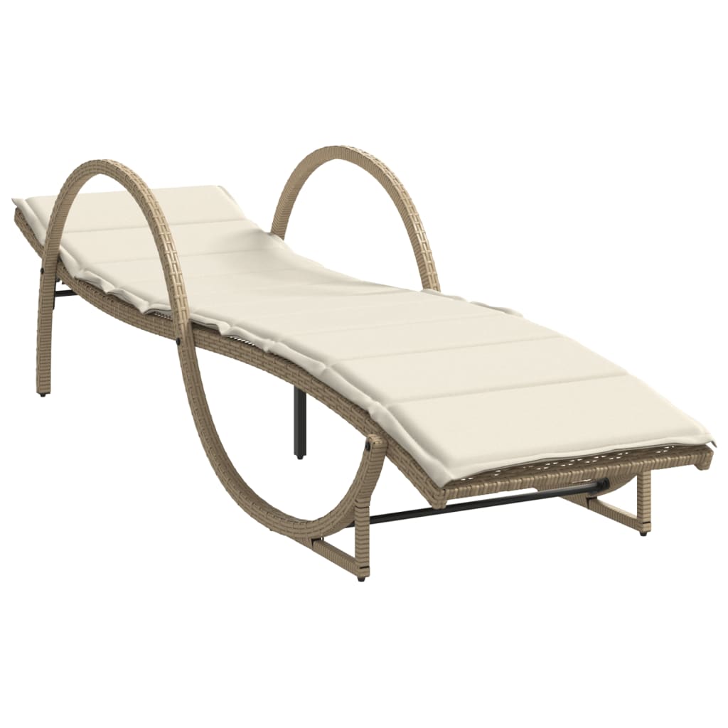 Lettini Prendisole 2 pz con Tavolino Beige in Polyrattan 368266