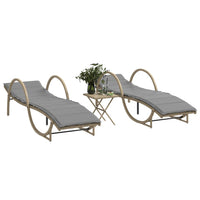 Lettini Prendisole 2 pz con Tavolino Beige in Polyrattan 368267