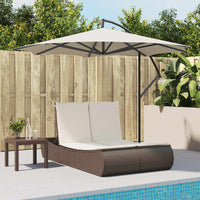 Lettino Prendisole con Cuscini Marrone in Polyrattan 368091