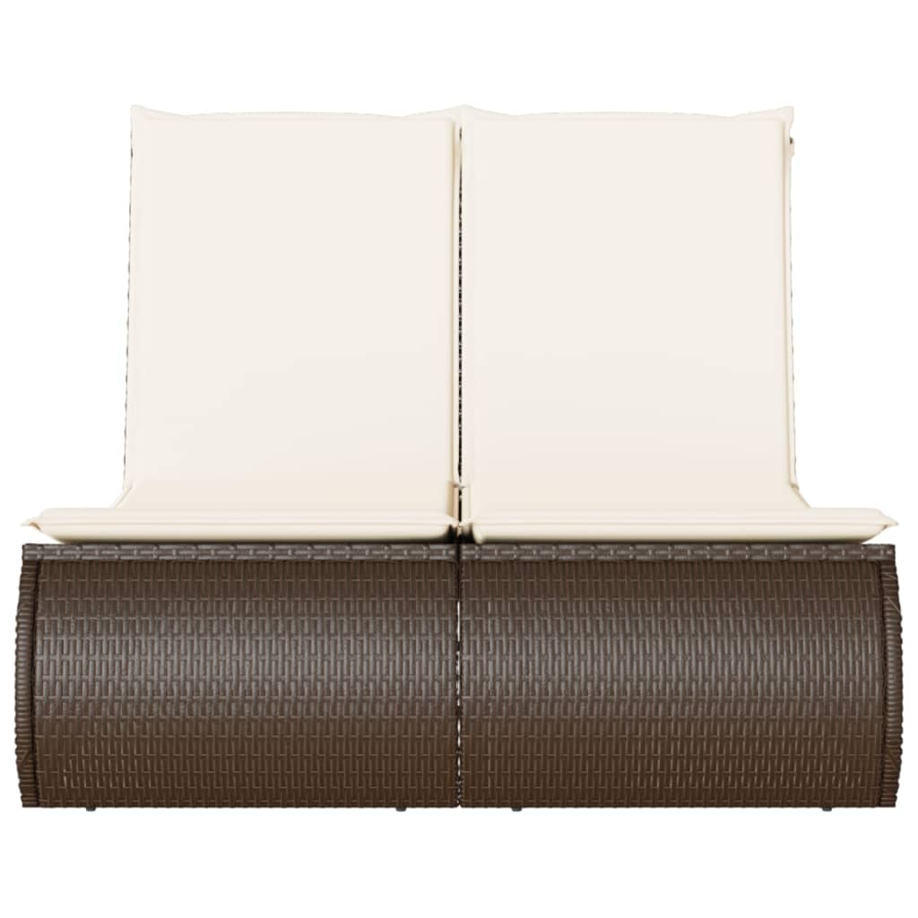 Lettino Prendisole con Cuscini Marrone in Polyrattan 368091