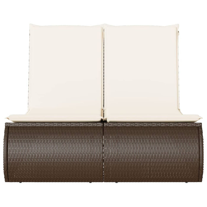 Lettino Prendisole con Cuscini Marrone in Polyrattan 368091