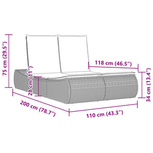 Lettino Prendisole con Cuscini Marrone in Polyrattan 368091