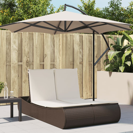 Lettino Prendisole con Cuscini Marrone in Polyrattan 368091