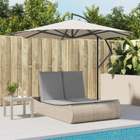 Lettino Prendisole con Cuscini Beige in Polyrattan 368093