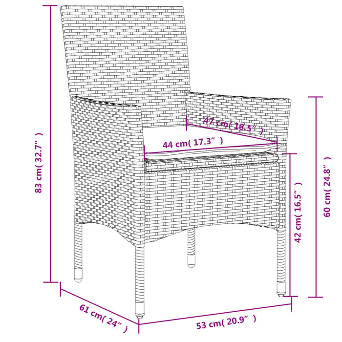 Sedie da Giardino con Cuscini 2 pz Marroni in Polyrattan 368110