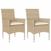 Sedie da Giardino con Cuscini 2 pz Beige in Polyrattan 368113