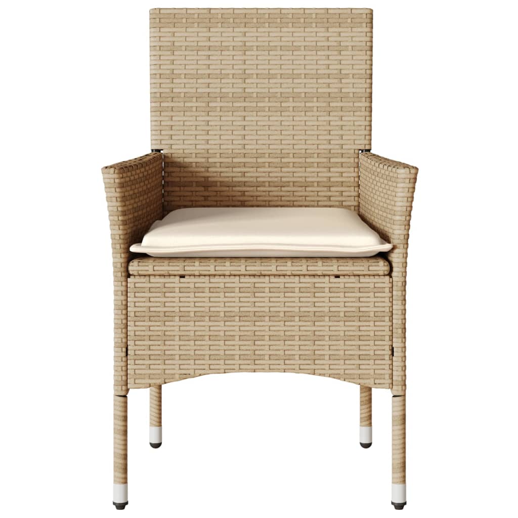 Sedie da Giardino con Cuscini 2 pz Beige in Polyrattan 368113