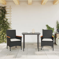 Sedie da Giardino con Cuscini 2 pz Nere in Polyrattan 368119