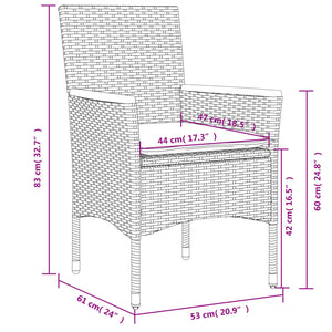 Sedie da Giardino con Cuscini 2 pz Nere in Polyrattan 368119