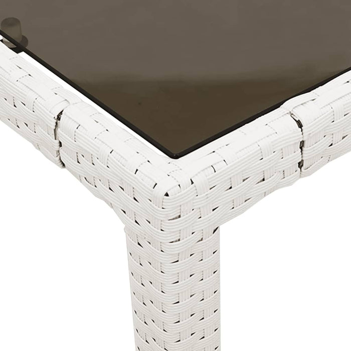 Tavolo Giardino con Piano Vetro Bianco 90x90x75 cm Polyrattan 368123