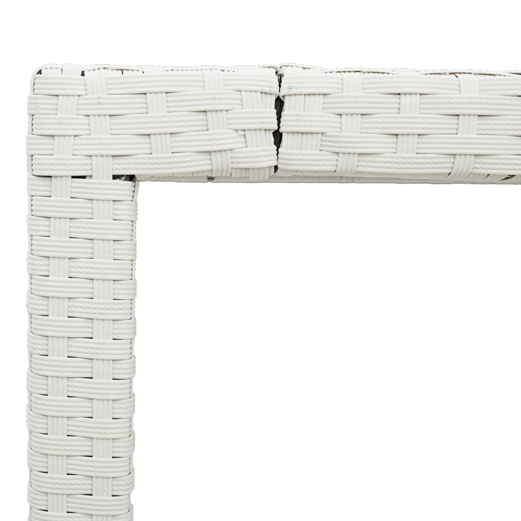 Tavolo Giardino con Piano Vetro Bianco 90x90x75 cm Polyrattan 368123