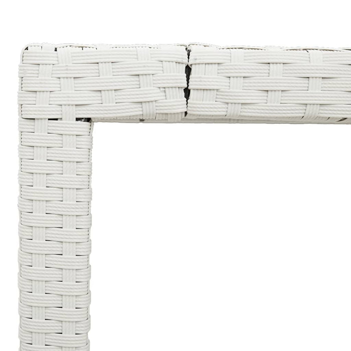 Tavolo Giardino con Piano Vetro Bianco 90x90x75 cm Polyrattan 368123