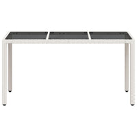 Tavolo da Giardino Piano in Vetro Bianco 150x90x75cm Polyrattan 368126