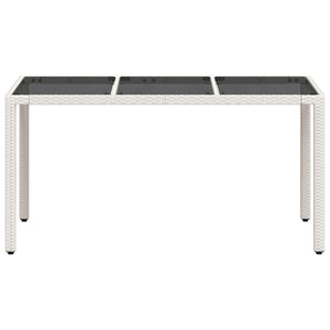 Tavolo da Giardino Piano in Vetro Bianco 150x90x75cm Polyrattan 368126