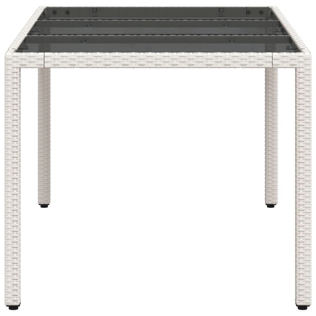 Tavolo da Giardino Piano in Vetro Bianco 150x90x75cm Polyrattan 368126