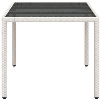 Tavolo da Giardino Piano in Vetro Bianco 150x90x75cm Polyrattan 368126