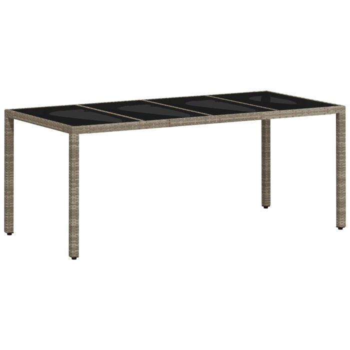 Tavolo Giardino Piano Vetro Grigio Chiaro 190x90x75 Polyrattancod mxl 91298