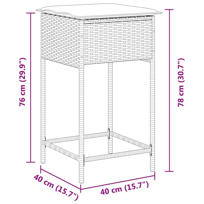 Sgabelli da Bar con Cuscini 2 pz Marroni in Polyrattan 368318