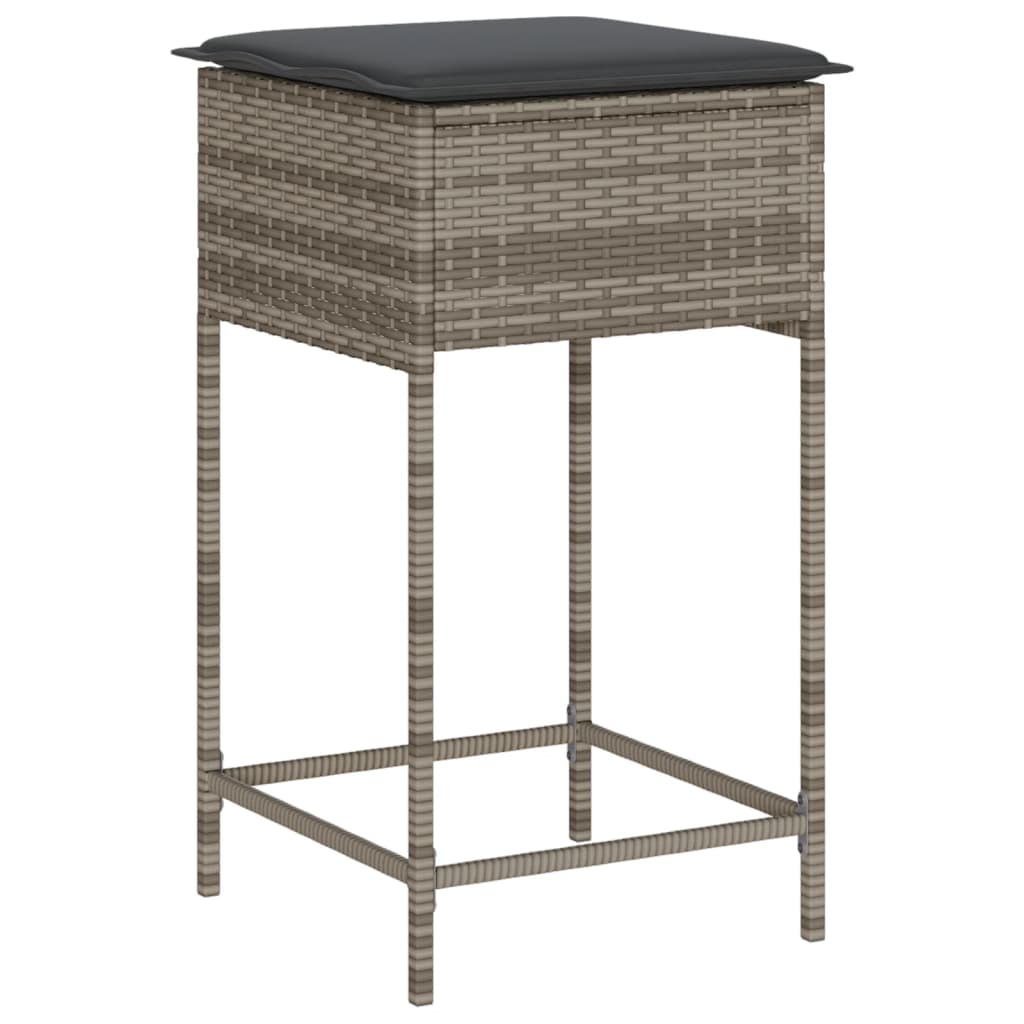 Sgabelli da Bar con Cuscini 2 pz Grigi in Polyrattan 368319