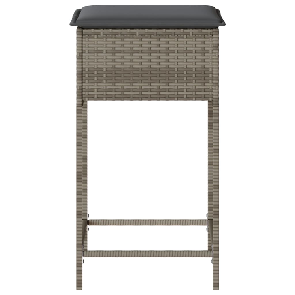 Sgabelli da Bar con Cuscini 2 pz Grigi in Polyrattan 368319