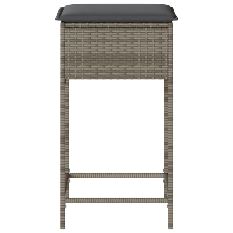 Sgabelli da Bar con Cuscini 2 pz Grigi in Polyrattan 368319