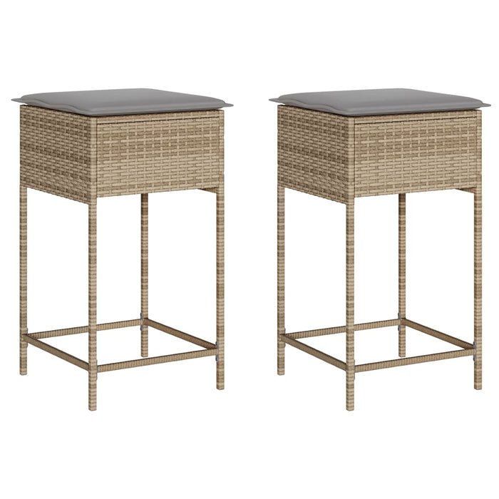 Sgabelli da Bar con Cuscini 2 pz Beige in Polyrattan 368320