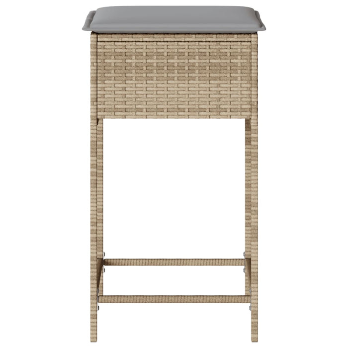 Sgabelli da Bar con Cuscini 2 pz Beige in Polyrattan 368320