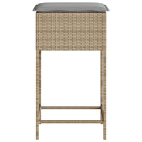 Sgabelli da Bar con Cuscini 2 pz Beige in Polyrattan 368320