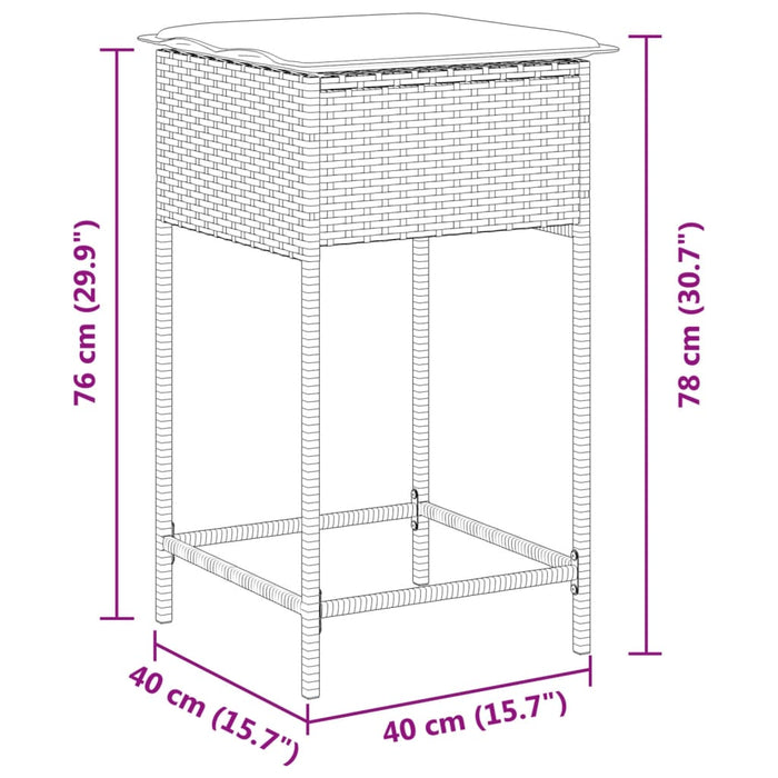 Sgabelli da Bar con Cuscini 2 pz Beige in Polyrattan 368320