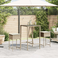 Sgabelli da Bar con Cuscini 2 pz Beige in Polyrattan 368321