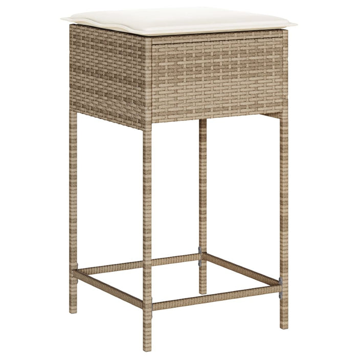 Sgabelli da Bar con Cuscini 2 pz Beige in Polyrattan 368321