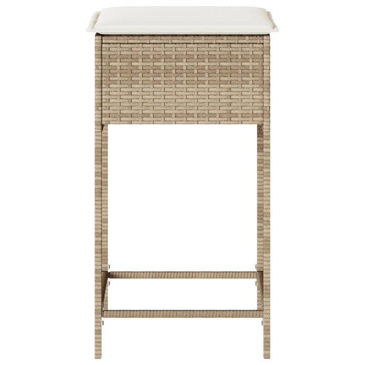 Sgabelli da Bar con Cuscini 2 pz Beige in Polyrattan 368321