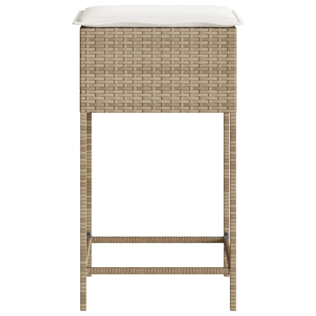 Sgabelli da Bar con Cuscini 2 pz Beige in Polyrattan 368321