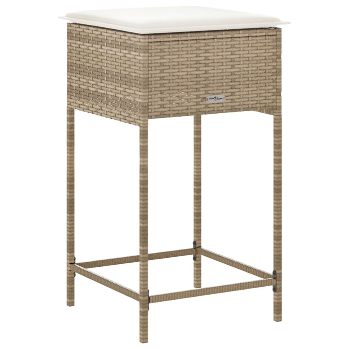 Sgabelli da Bar con Cuscini 2 pz Beige in Polyrattan 368321