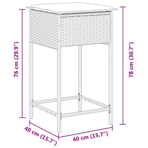 Sgabelli da Bar con Cuscini 2 pz Beige in Polyrattan 368321