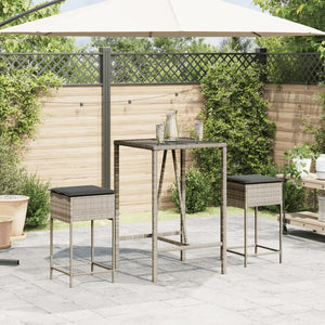 Sgabelli da Bar con Cuscini 2 pz Grigio Chiaro in Polyrattan 368322