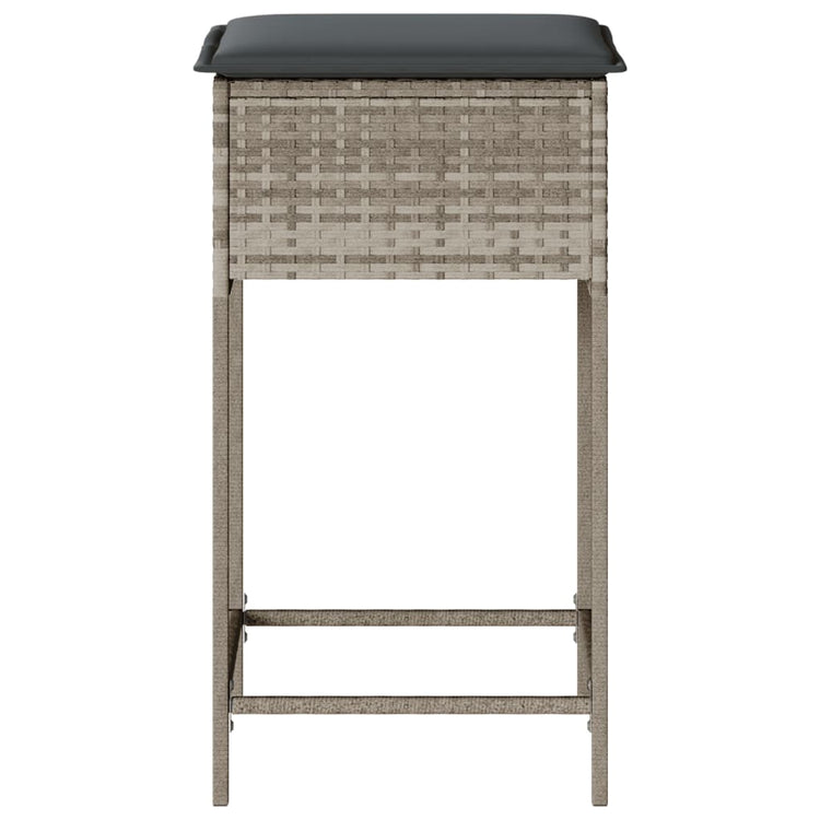 Sgabelli da Bar con Cuscini 2 pz Grigio Chiaro in Polyrattan 368322