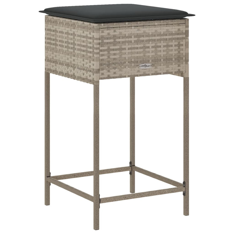 Sgabelli da Bar con Cuscini 2 pz Grigio Chiaro in Polyrattan 368322