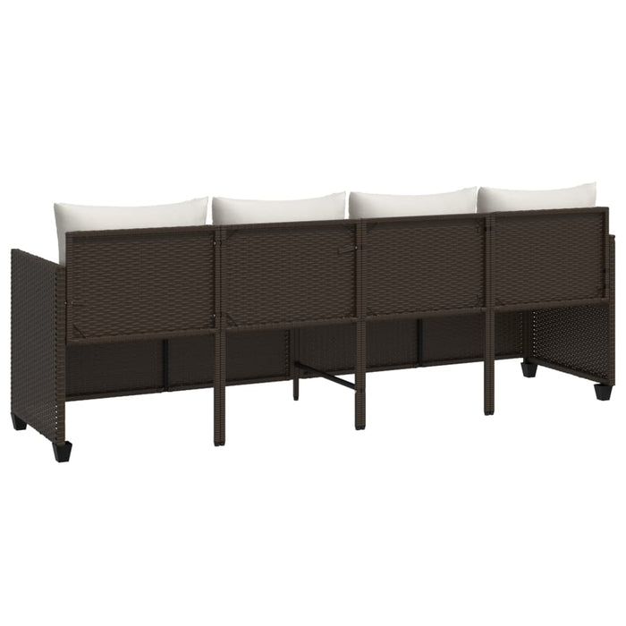 Lettino Prendisole con Cuscini Marrone in Polyrattan 368327